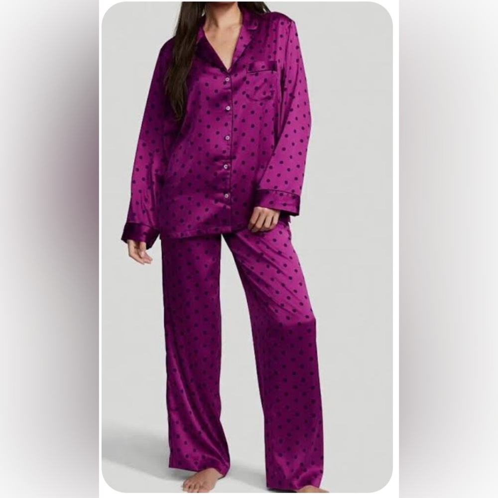 Victoria Secret Polka Dot Satin Pajama Set - Purple and Pink bundle